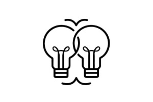 Two connected light bulbs, minimalis, a Business Photo by Perpis