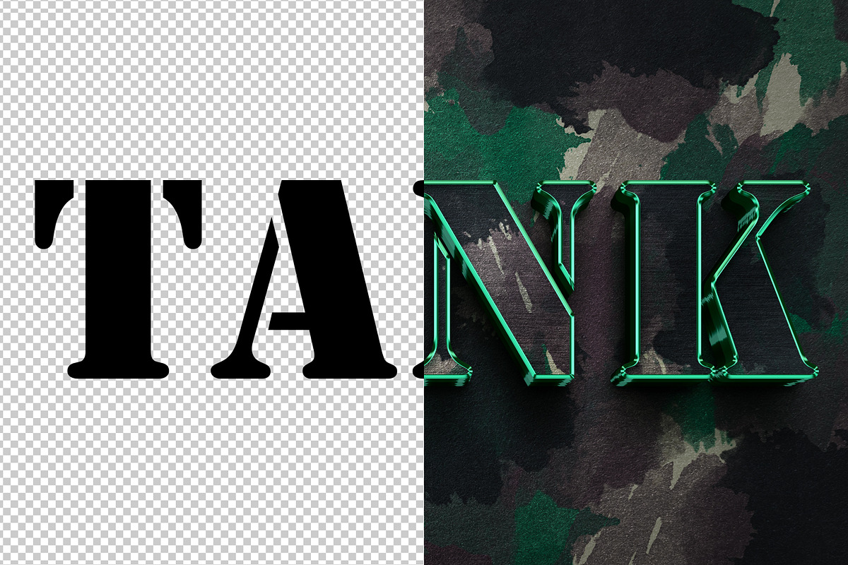 Tank 3D editable text effect, a Layer Style Add-On by Hello Muh (Photo 2 of 2)