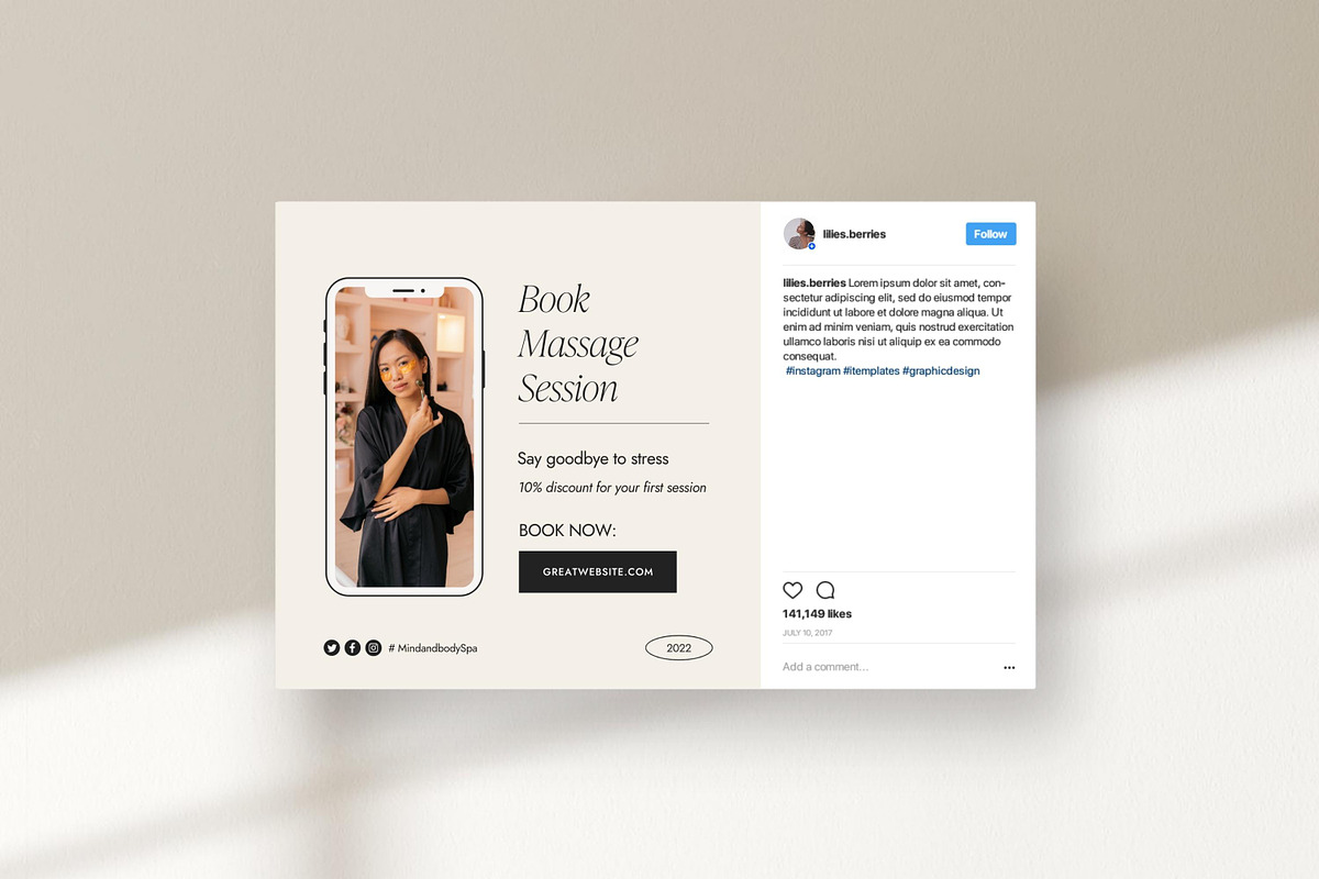 Canva Massage Therapist templates, a Social Media Template by LiliesandBerries (Photo 19 of 21)