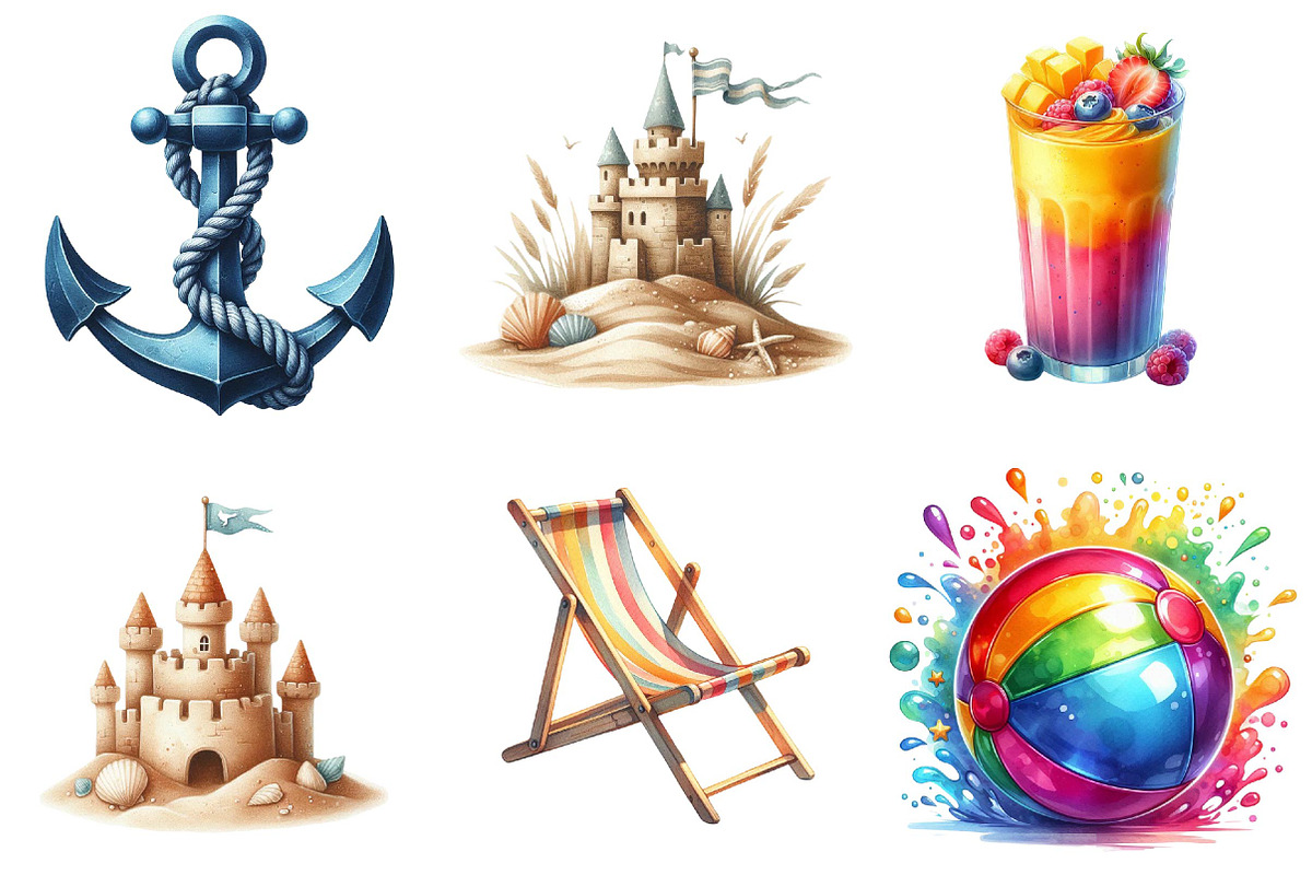 Watercolor Summer Clipart, an Illustration by DreamPrint404 (Photo 3 of 6)