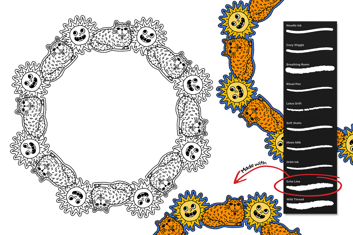 Wandering Mandala Procreate Inkers, a Brush Add-On by Heather Green Designs (Photo 11 of 13)
