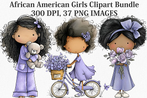 African American Girls Clipart, an Illustration by Canvas Craft