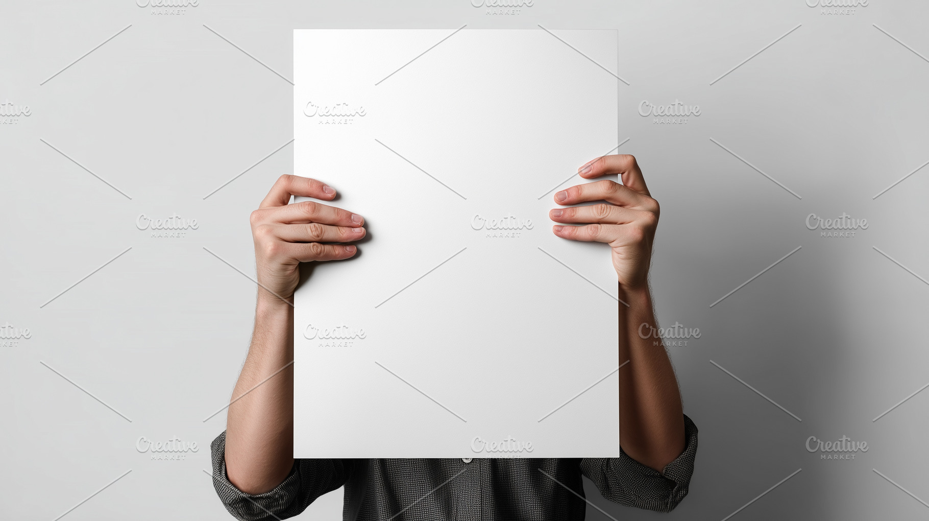 Person holding blank white poster, a Business Photo by MistyDay