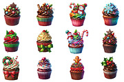 Christmas Chocolate Cupcakes clipart, an Illustration by Designworld (Thumbnail 3 of 3)