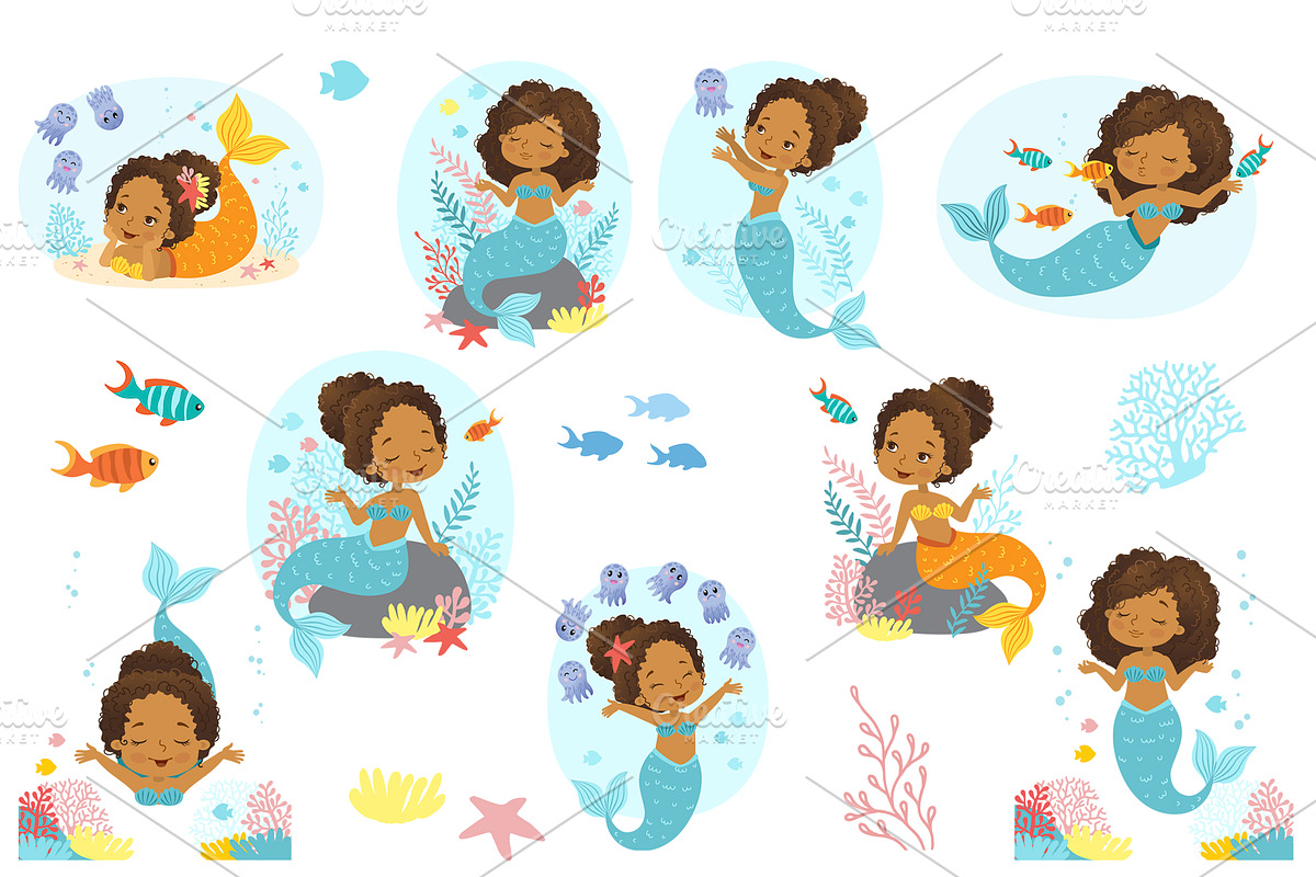 Mermaid african american ethnicity, a Person Illustration by Nataliia Toporovska (Photo 2 of 4)