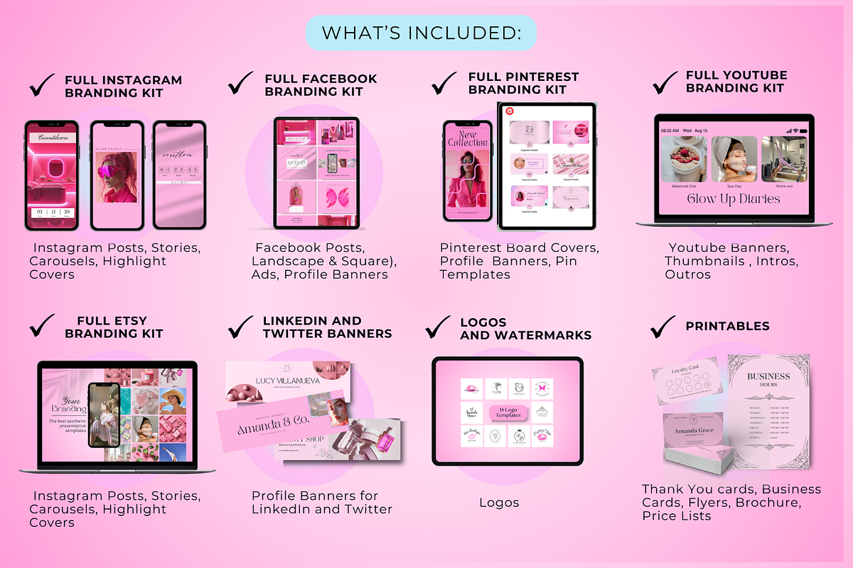 Pink Brand Kit 1000 Templates, a Social Media Template by CopertiniStudio (Photo 2 of 8)