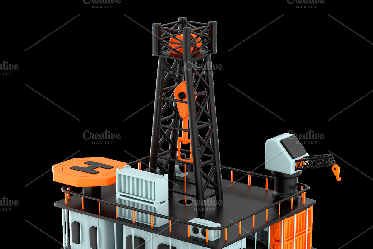 3d icon of an offshore platform, a Technology Illustration by Artem Varnitsin