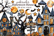 Watercolor Halloween House Clipart, an Illustration by Libby Wishes (Thumbnail 1 of 5)