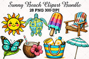 Watercolor Sunny Beach Clipart PNG, an Illustration by RobertsArt (Thumbnail 1 of 5)