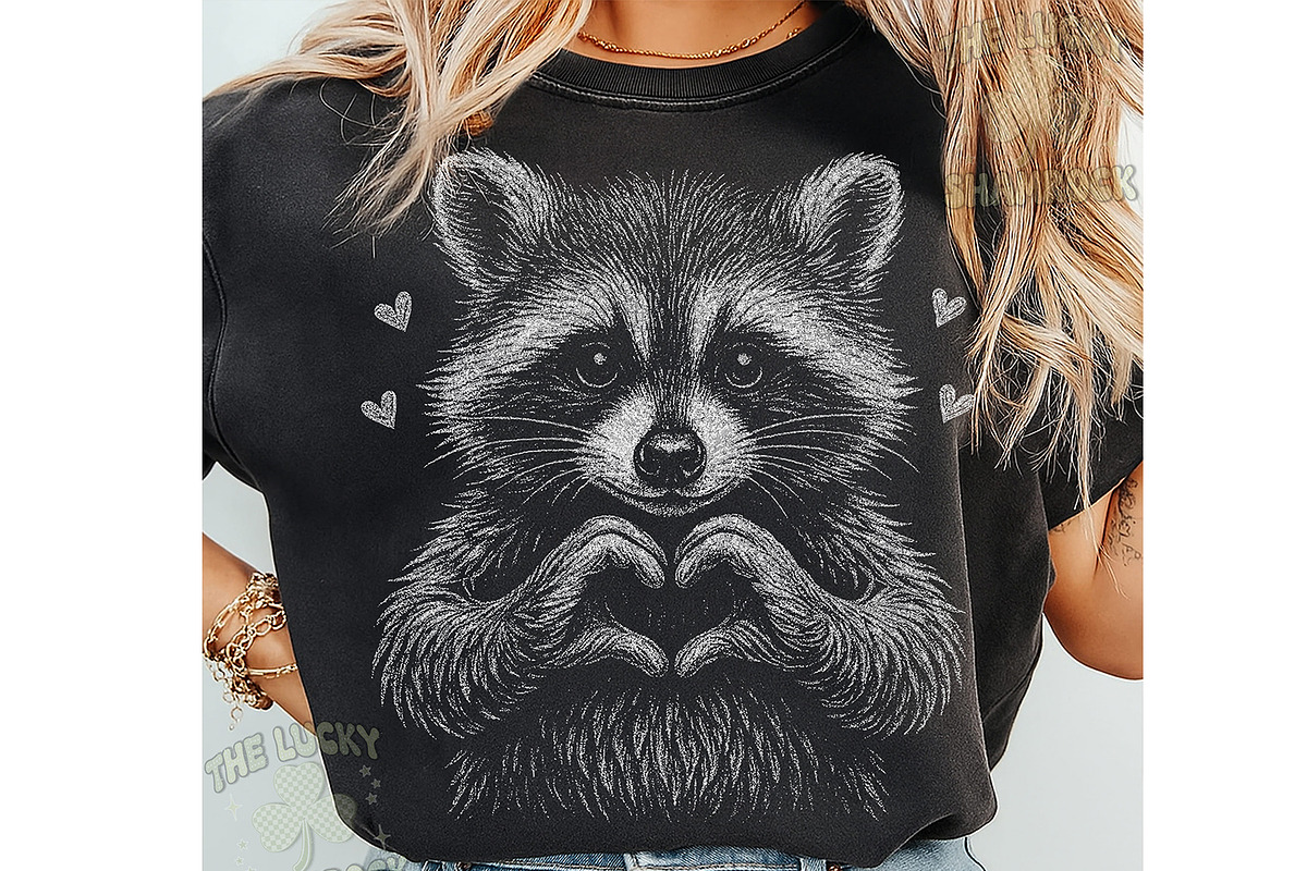 Cute Valentine Raccoon Love Design, a Seasonal Illustration by RETROVIBZDESIGNS (Photo 4 of 5)