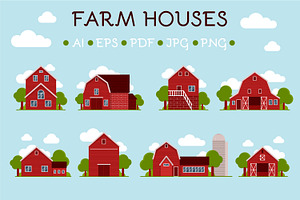 Vector farmhouses clipart
