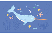 Cute narwhal or unicorn fish, an Animal Illustration by Good Studio (Thumbnail 1 of 3)