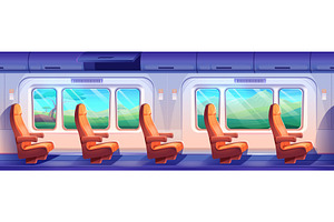 Cartoon train interior with orange, a Transportation Illustration by art PVP - market