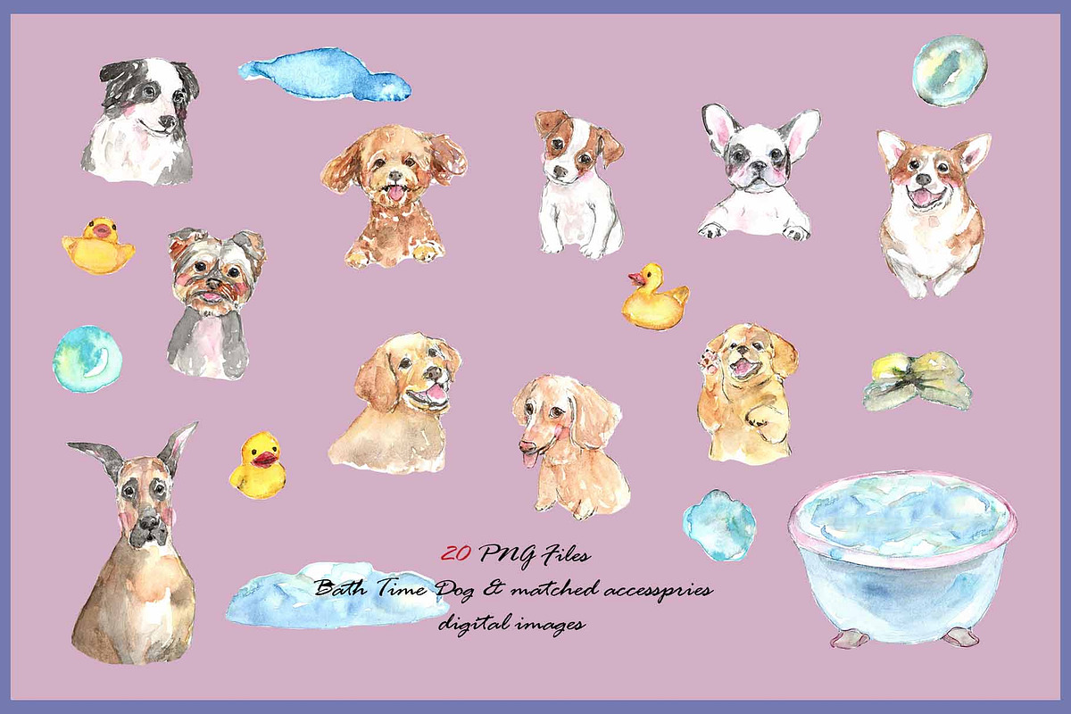 Bath Time Dog Clipart With Paper, an Illustration by VianneArt (Photo 3 of 8)