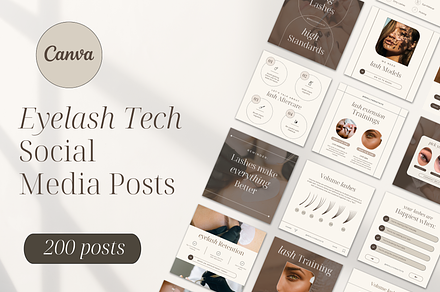 Lash Tech Social Media Post Bundle, a Social Media Template by Marketing Templates Co.