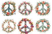 Flower Peace Sign Clipart PNG, an Illustration by SinaCreation (Thumbnail 3 of 5)