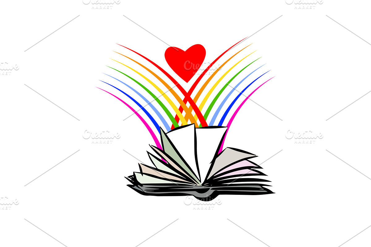 logo book and rainbow . Back to, an Education Illustration by Nenahliadava Design