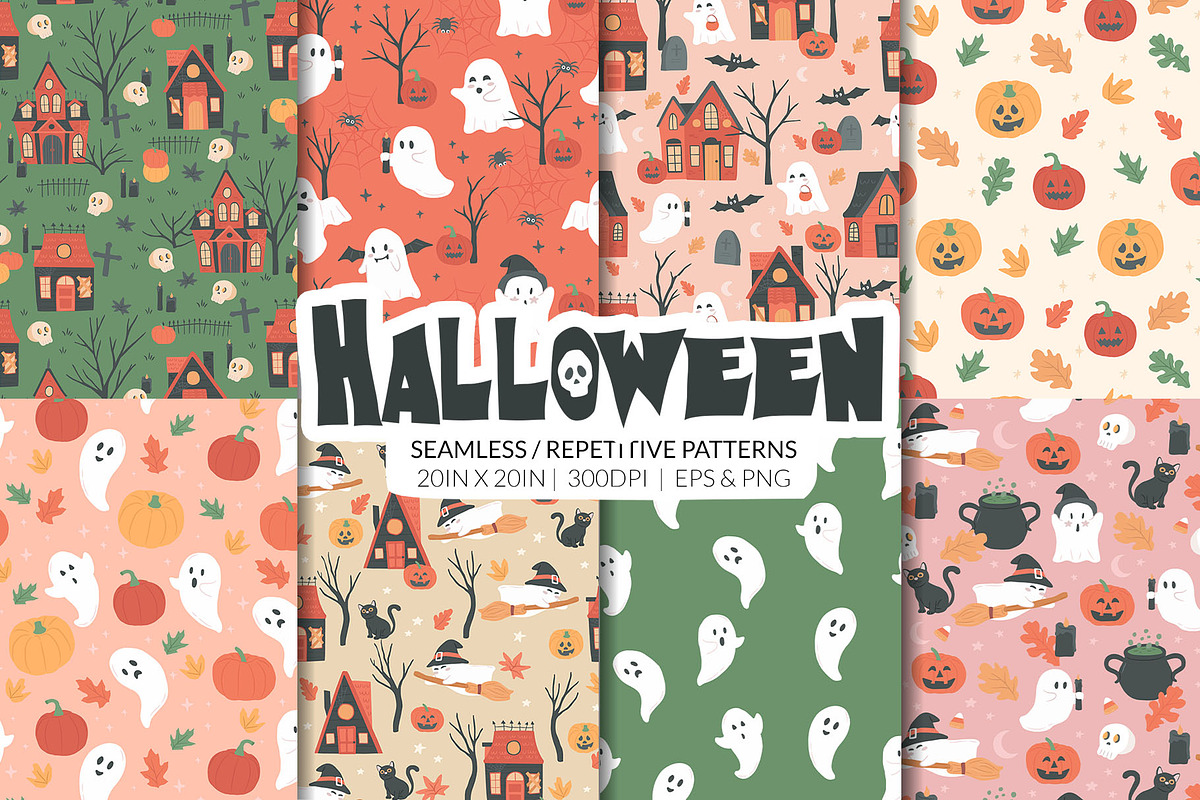 Halloween Haunted House Pattern, a Pattern Graphic by CreativeChristiana (Photo 1 of 8)
