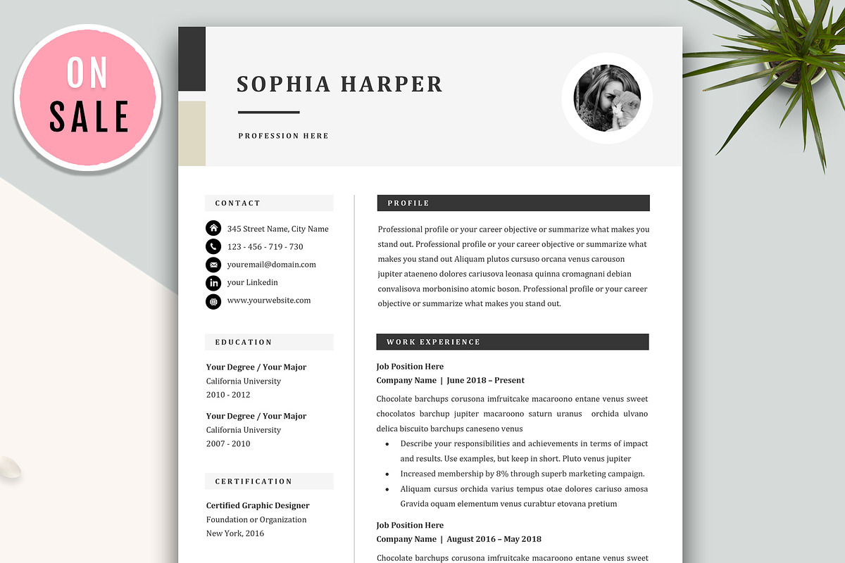 Resume CV Template for Word, a Resume Template by GResume (Photo 1 of 7)