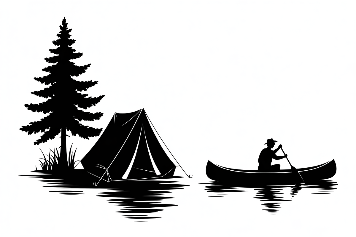 camping and canoe lake vector, an Illustration by Amazin_art (Photo 5 of 17)
