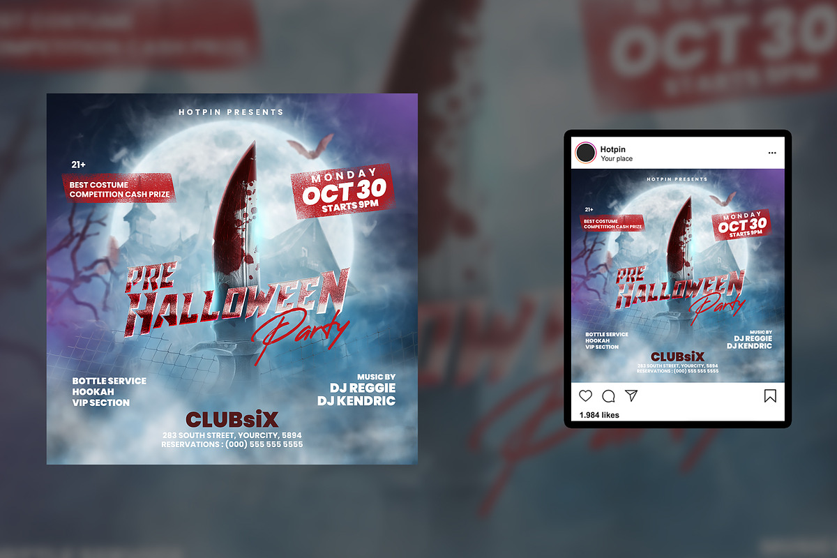 Halloween Party Flyer Template, a Flyer Template by Hotpin (Photo 2 of 2)