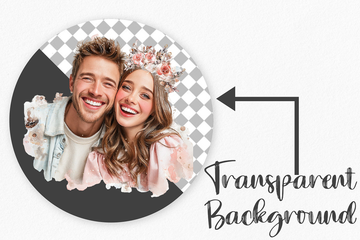 Watercolor Valentine Couple Clipart, an Illustration by Canvas Craft (Photo 2 of 6)