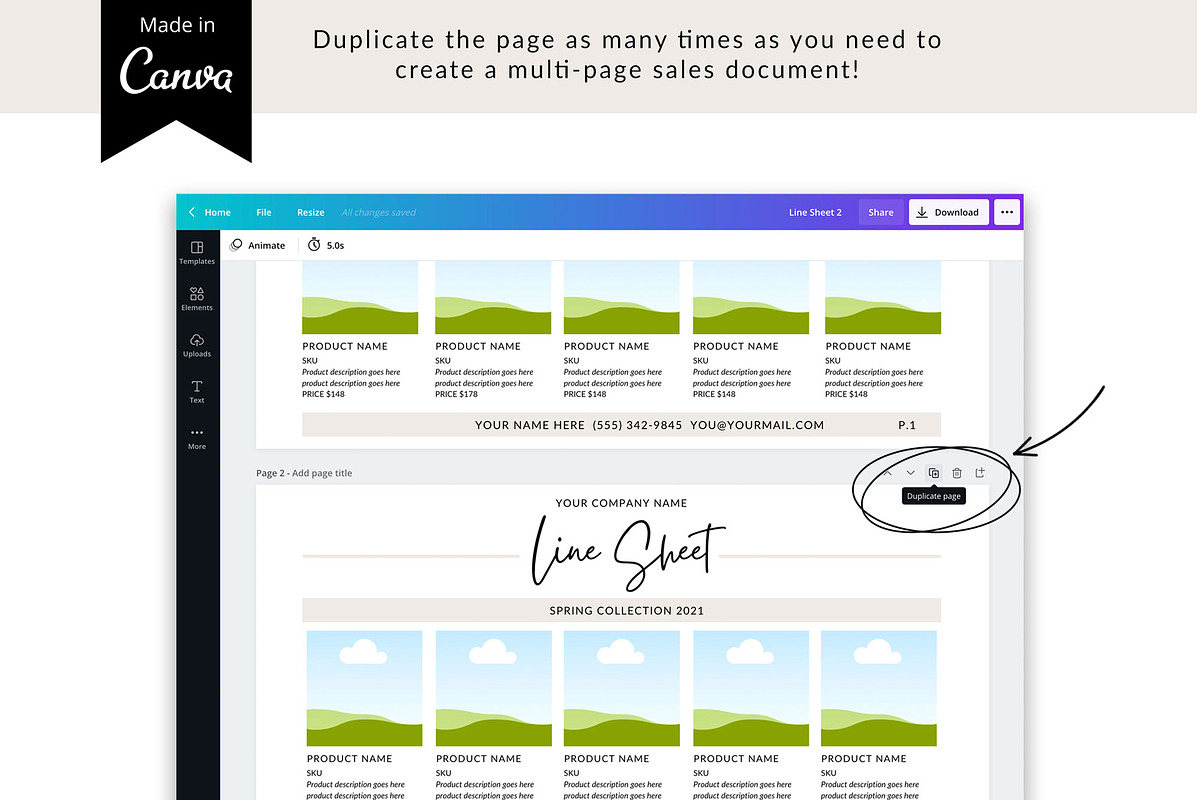 Line Sheet Template for Canva, a Brochure Template by Sweet Little Muse (Photo 3 of 4)