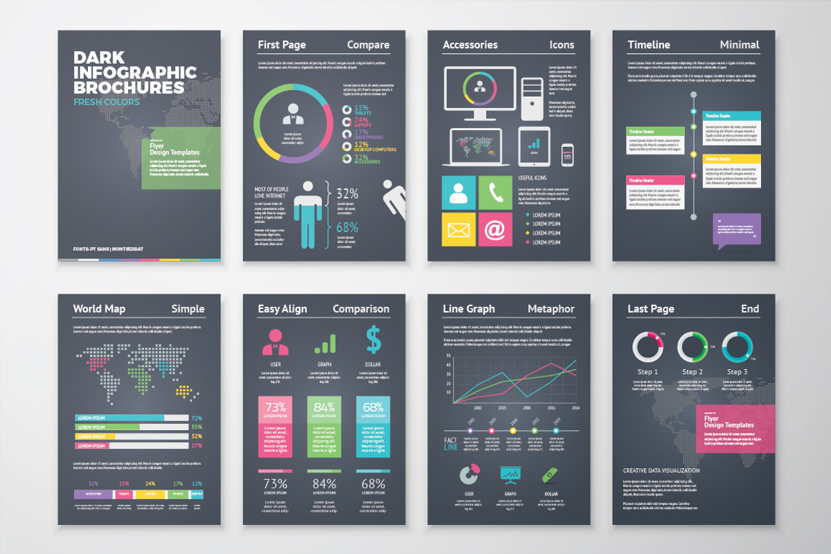 Infographic Brochure 2 Dark Version, a Work Illustration by Infographic Template Shop