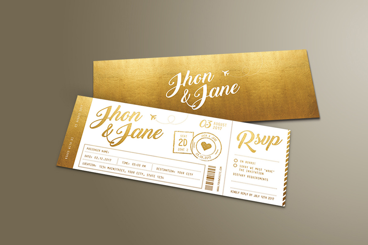 Elegant Wedding Invitation Ticket, an Invitation Template by Vynetta (Photo 7 of 7)