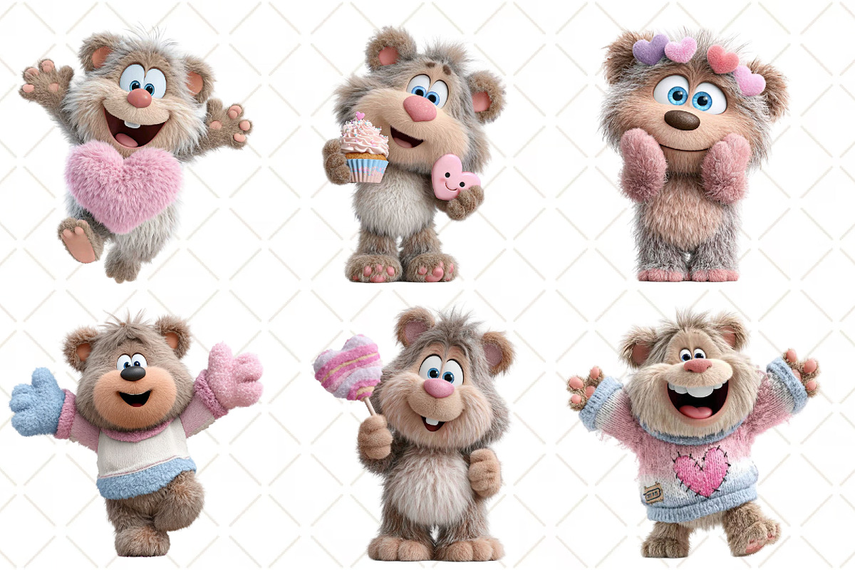 Quirky Valentines Teddy Bear Clipart, an Illustration by Black Bird Studio (Photo 2 of 6)