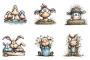 Whimsical Funny Farm Animals, a Seasonal Illustration by CreationArt (Thumbnail 2 of 5)