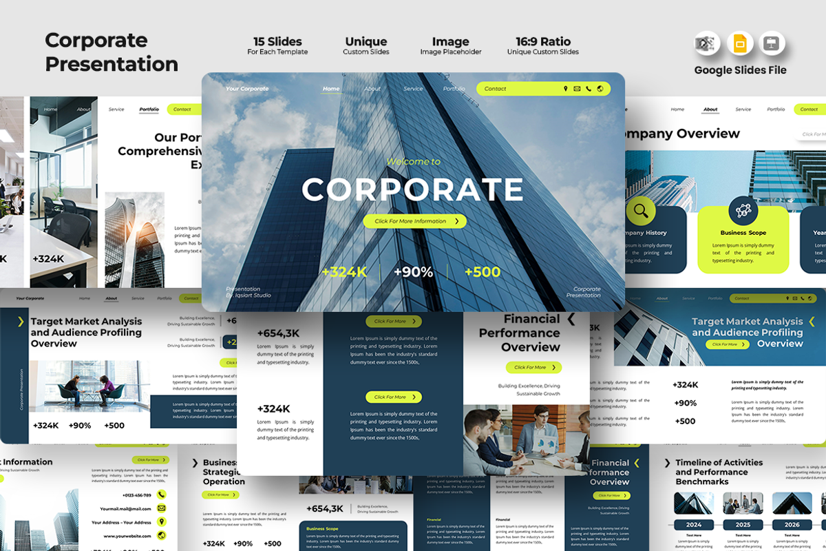 Corporate - Google Slides Template, a Presentation Template by Iqsiart Studio (Photo 1 of 3)