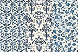 8 Indigo Flora Block Print Patterns