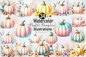 Pastel Pumpkin Sublimation Clipart, an Illustration by SVGArt