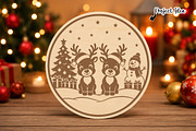 Christmas Reindeer Round Wood Sign, an Object Graphic by OK Design (Thumbnail 2 of 3)