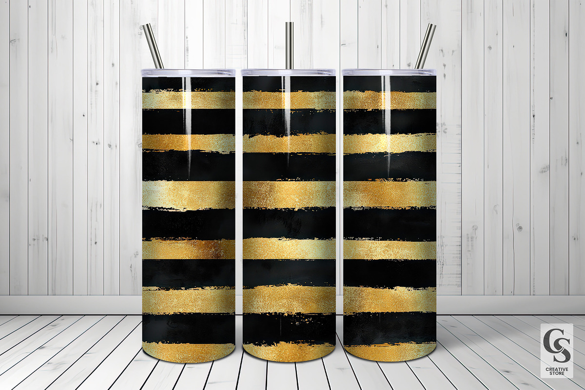 Black Gold Watercolor Stripe Pattern, a Pattern Graphic by Creative Store (Photo 2 of 4)