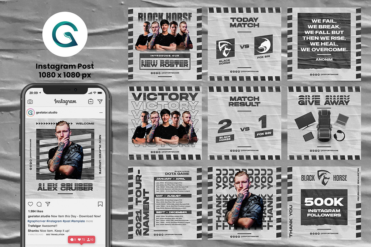 Esports Social Media Pack, a Social Media Template by Geelator Studio (Photo 2 of 5)