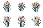 Watercolor spring flowers clipart, an Illustration by SinaCreation (Thumbnail 2 of 8)