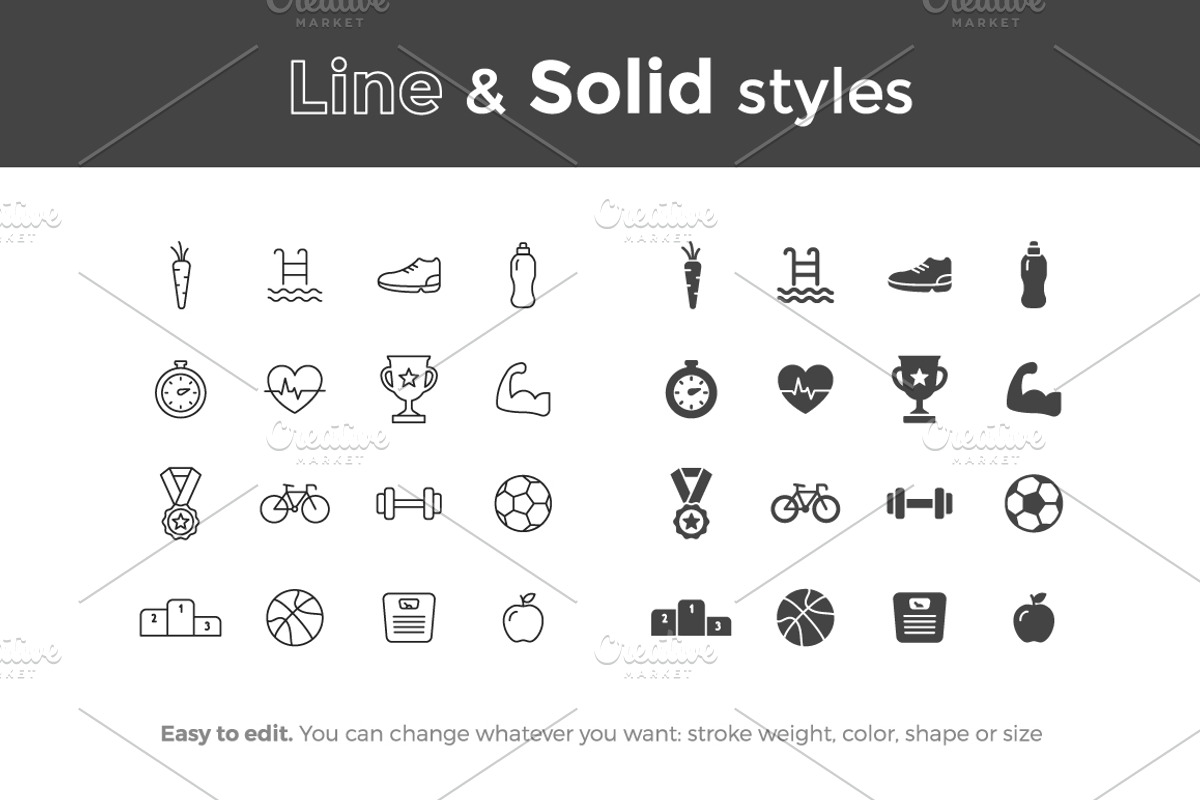 Sport and Fitness Icons, a Solid Icon by filborg (Photo 2 of 2)