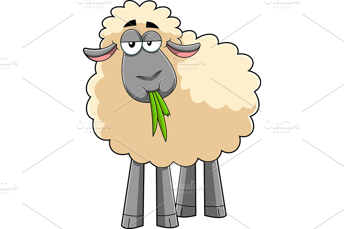 Funny Sheep Cartoon Character, an Illustration by HitToon