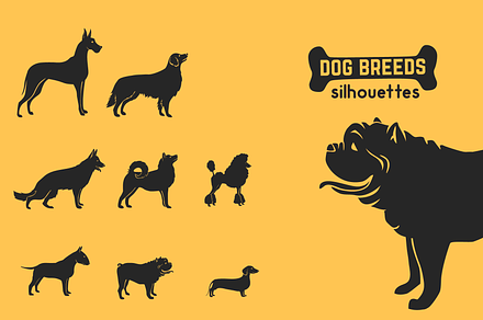 25 Dog vector silhouettes set 