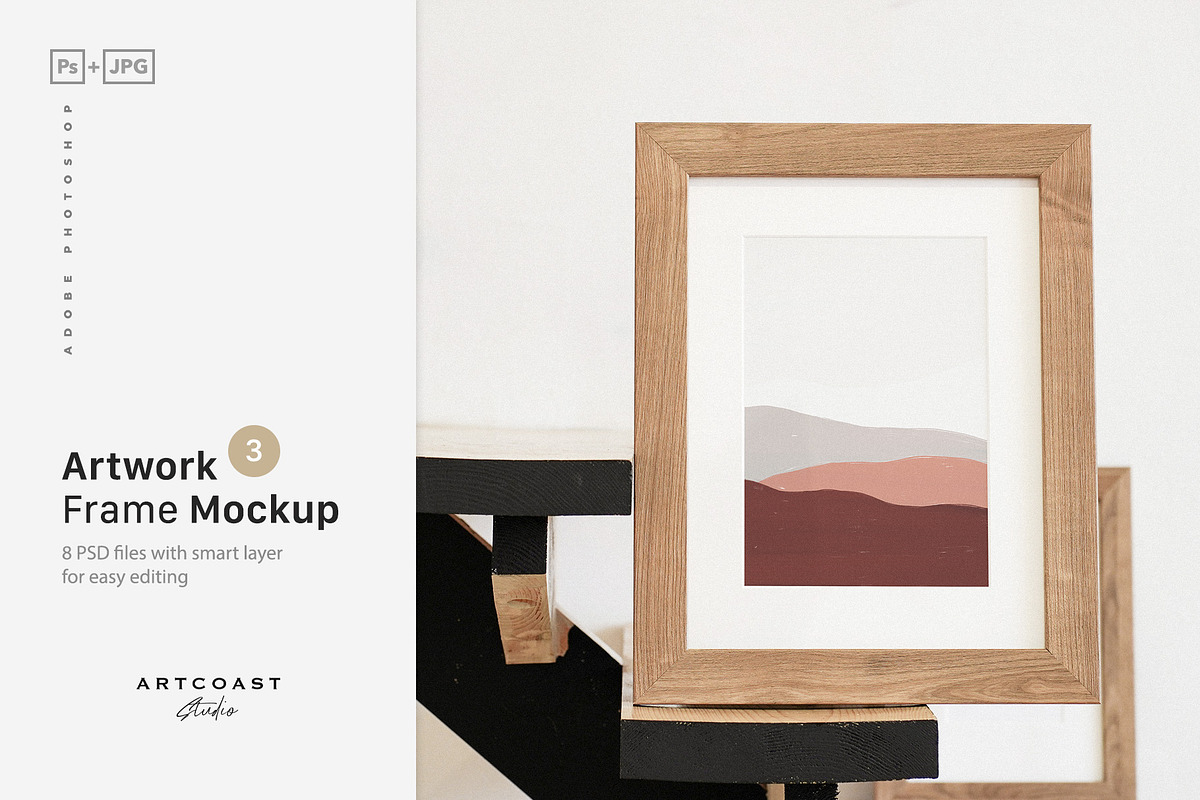 Artwork Wooden Frame Mockup, a Print Template by Artcoast Studio (Photo 2 of 7)