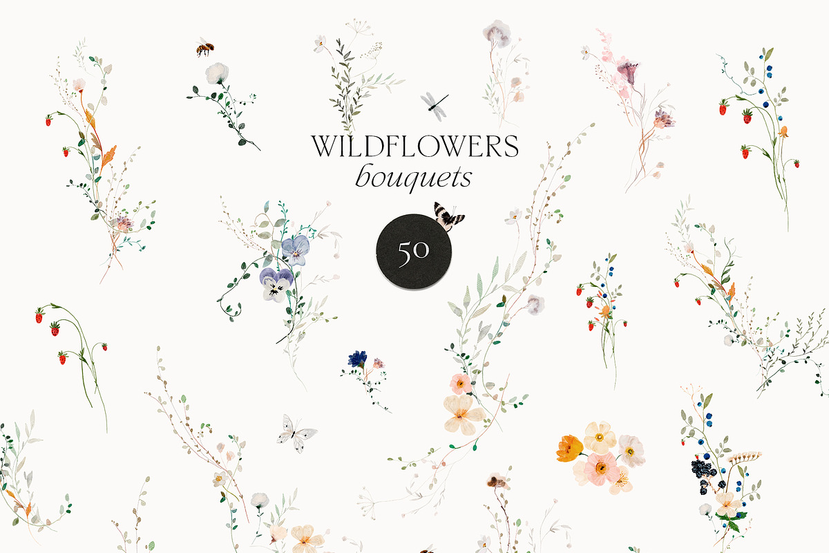 WILDFLOWERS tiny watercolor floral, a Decorative Illustration by Lana Elanor (Photo 5 of 15)