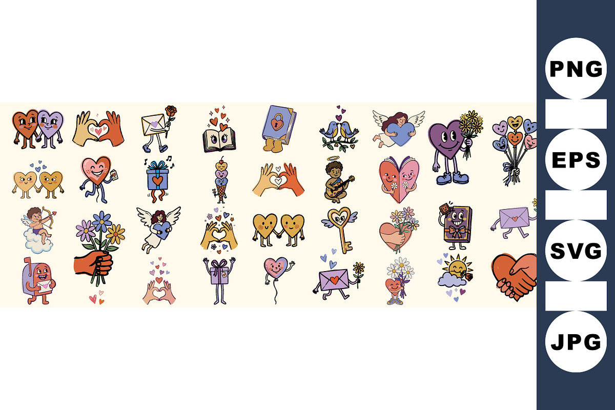Cute Valentine Love Clipart Set, an Illustration by designvectx (Photo 1 of 3)