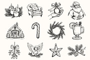 Vintage Christmas Illustration Set, an Object Illustration by NatalieArtShop (Thumbnail 4 of 9)