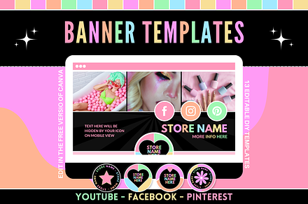 Pastel Neon Social Media Banners, a Social Media Template by SunshineStudioBoutique