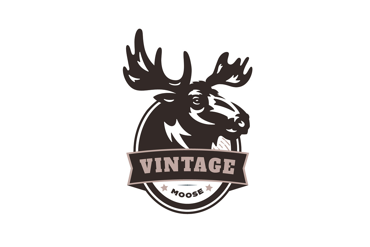 Vintage Moose Emblem Badge Design, an Animal Illustration by iZeljko