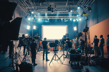 People working in a studio, a Photo by Pavel_design