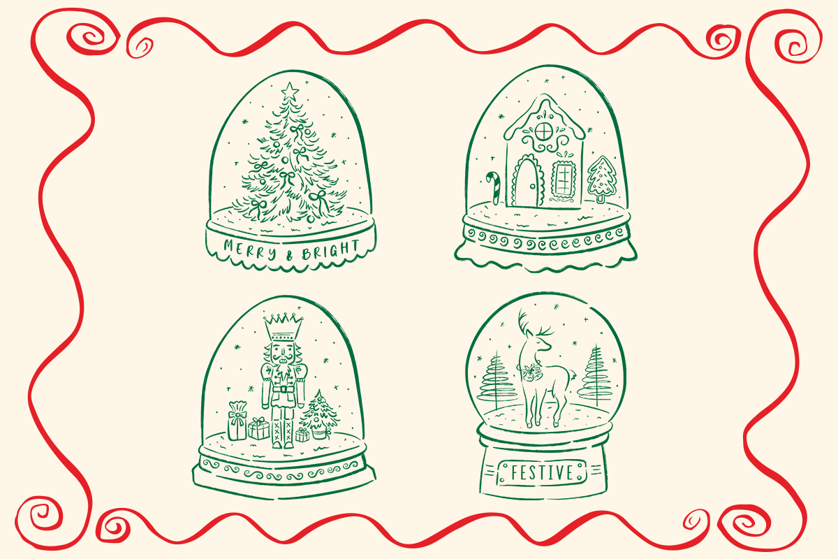 Christmas Snow Globes Hand Drawn, a Seasonal Illustration by LemonDesign (Photo 3 of 3)