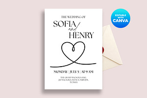 Minimalist Wedding Invitation Canva, an Invitation Template by M9 Design